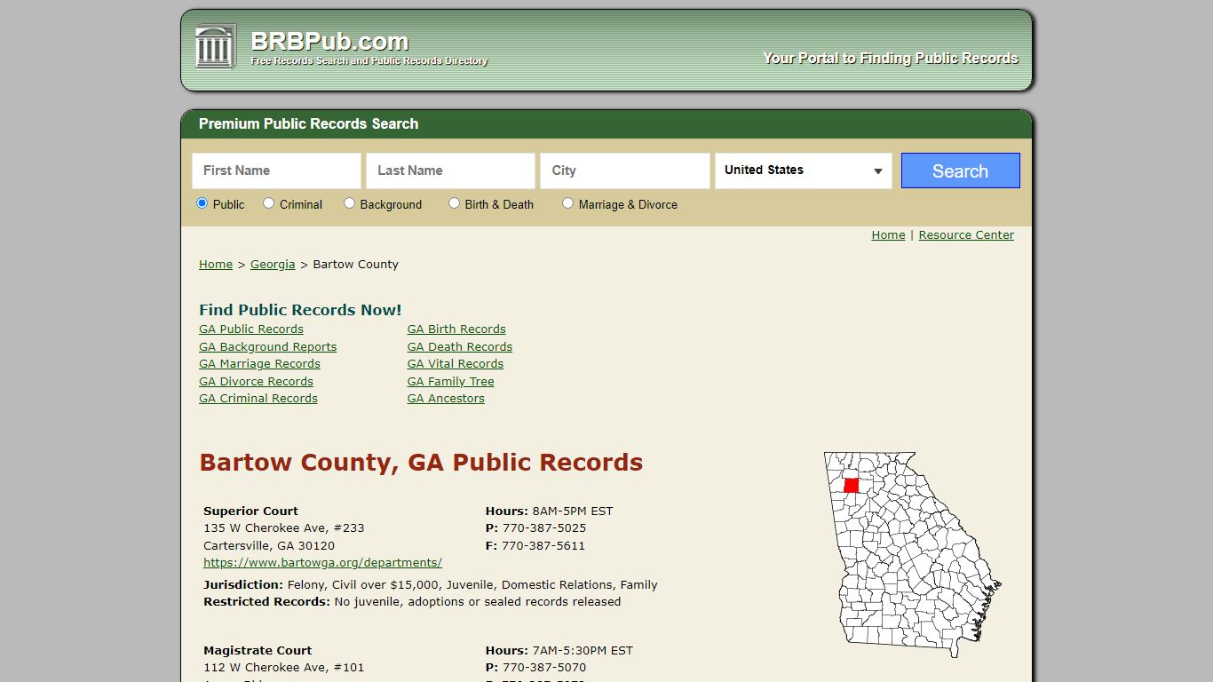 Bartow County Public Records | Search Georgia Government Databases